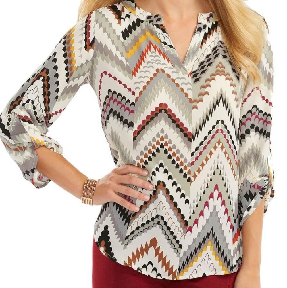 Cato Vibrant Chevron Blouse